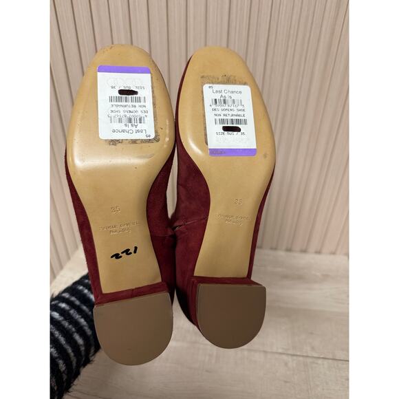 Mansur Gavriel Red Suede Heeled Ankle Boots Size 5 Women's Shoes - Picture 8 of 13